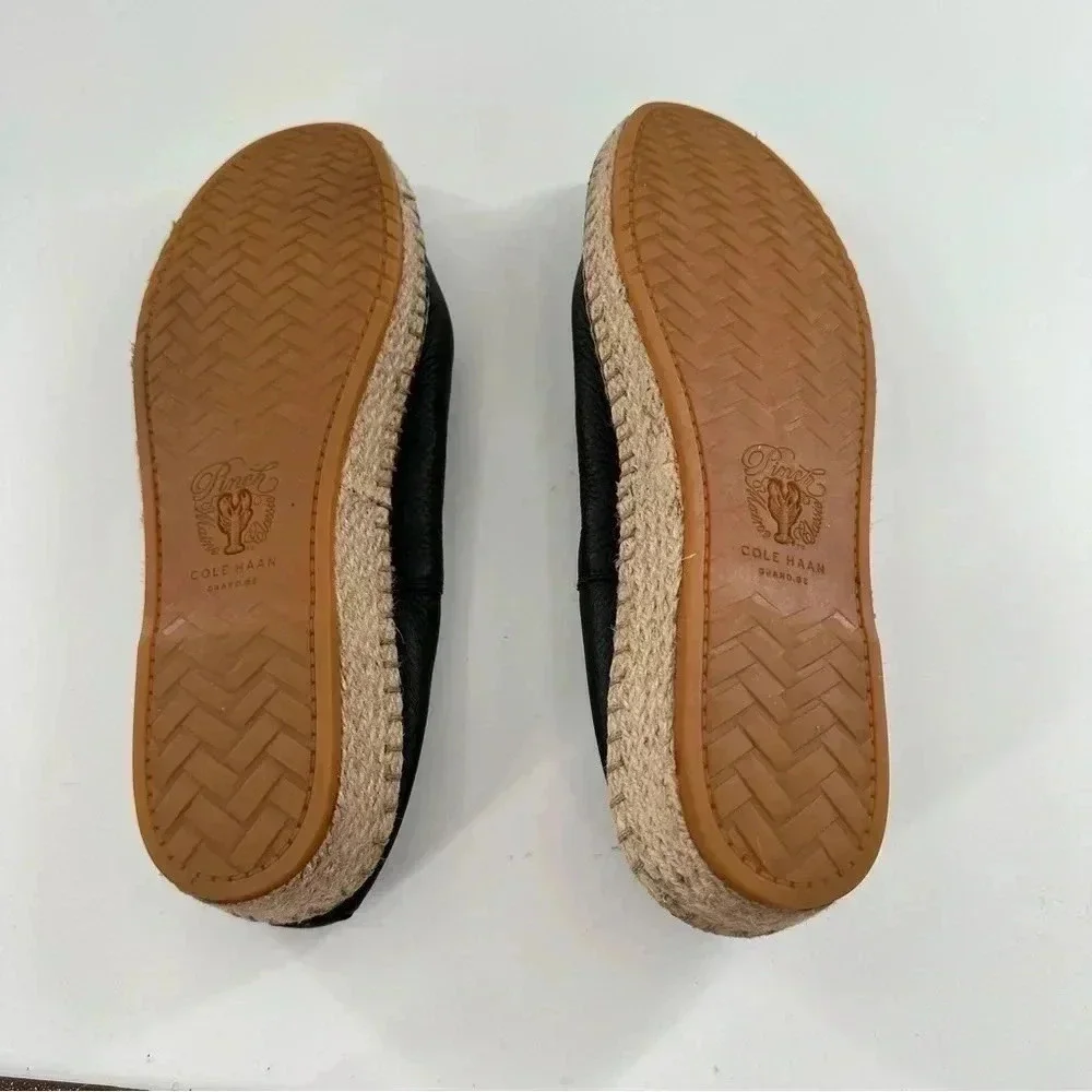 Cole Haan Grand OS womens flats size 8.5 black leather flatform Espadrilles